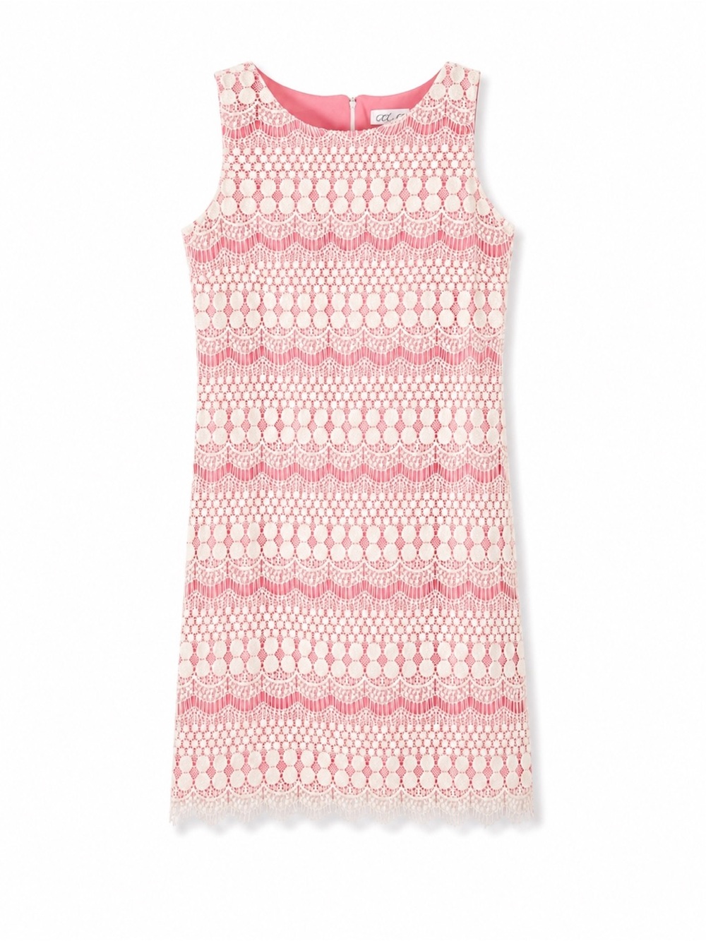 Eliza J Lace Shift Dress White Coral Sleeveless Feminine Mini Dress | Size 6